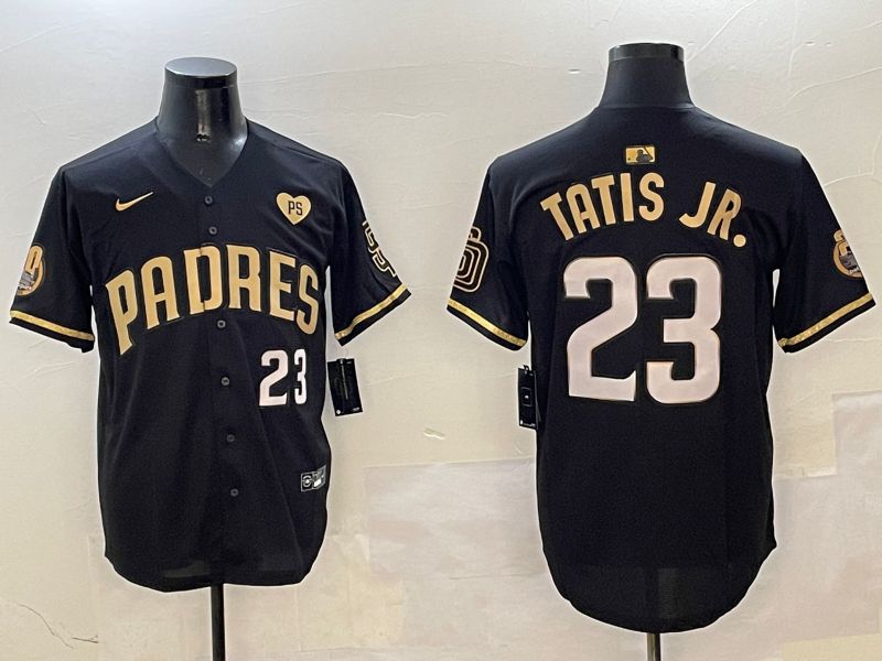 Men San Diego Padres #23 Tatis Jr Black Gold Fashion 2025 Nike MLB Jersey style 5->san diego padres->MLB Jersey